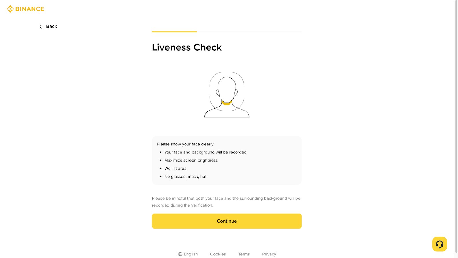 币安 KYC 活体检测页面