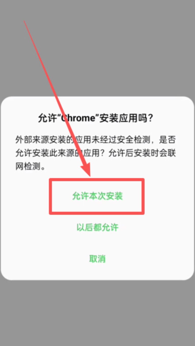 安卓系统提示允许Chrome本次安装应用