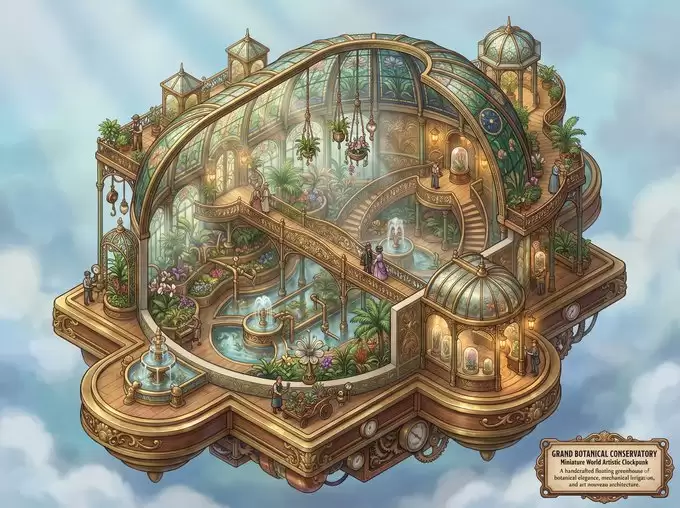 Clockpunk Miniature Botanical Greenhouse