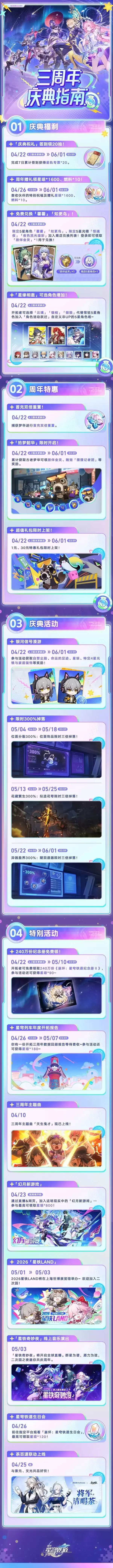 《崩坏星穹铁道》三周年庆典福利汇总-丰富奖励与活动一览