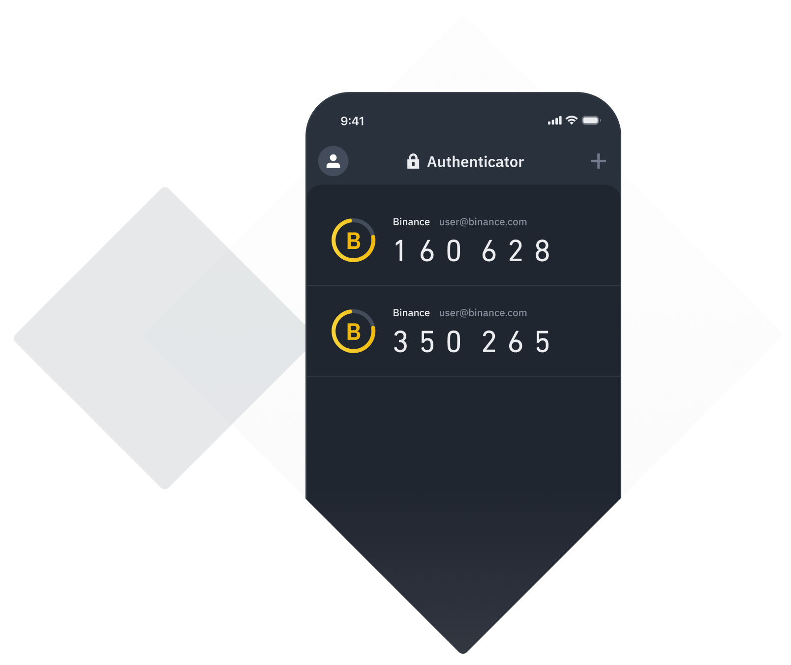 币安 Authenticator 官方素材展示两步验证代码界面