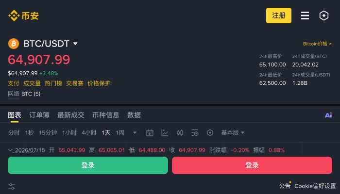 币安现货下单区域与订单参数界面截图
