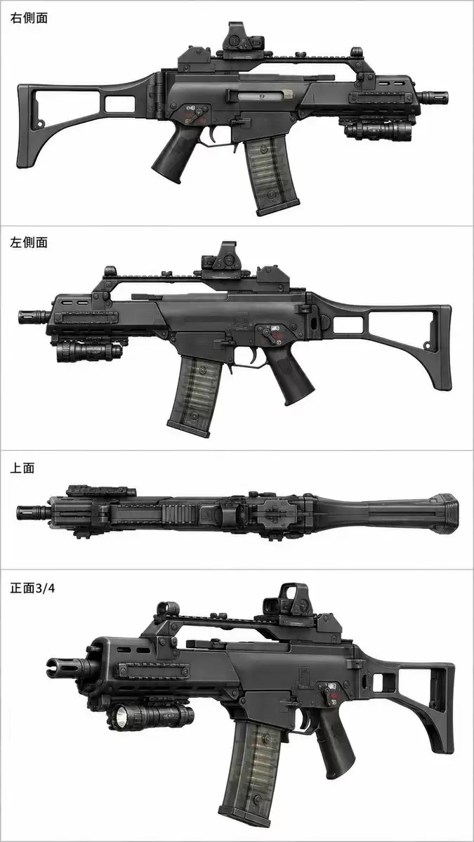 四视图战术卡宾枪参考图