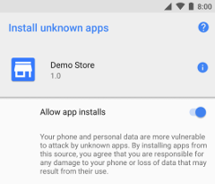 Android 官方文档中的安装未知应用设置界面截图