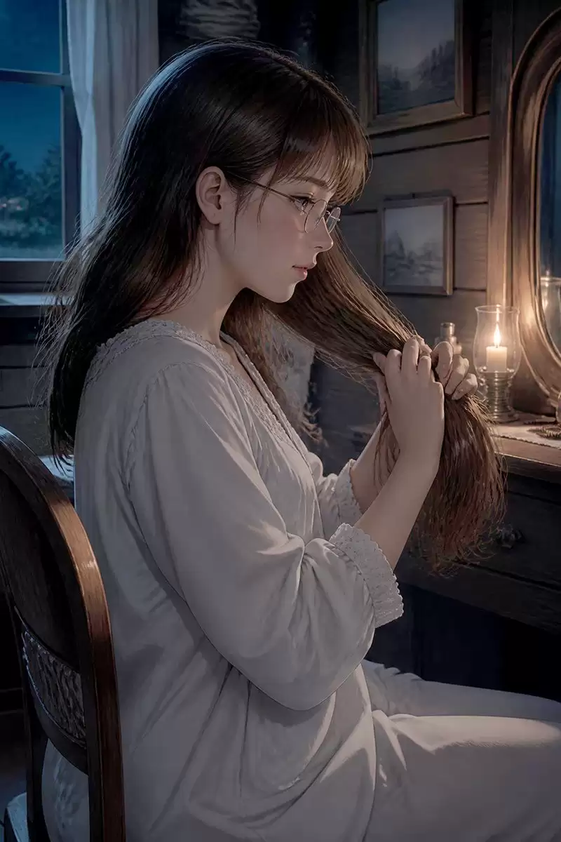 维多利亚风格月夜肖像