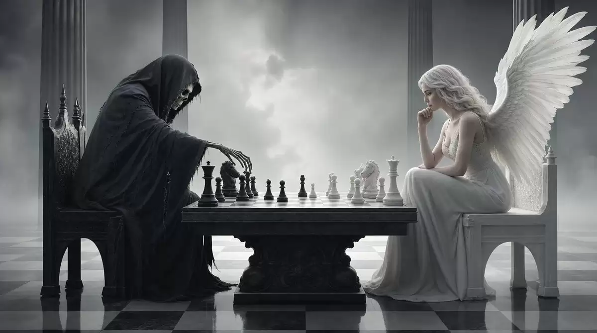 Surreal 3D Chess Match Artwork