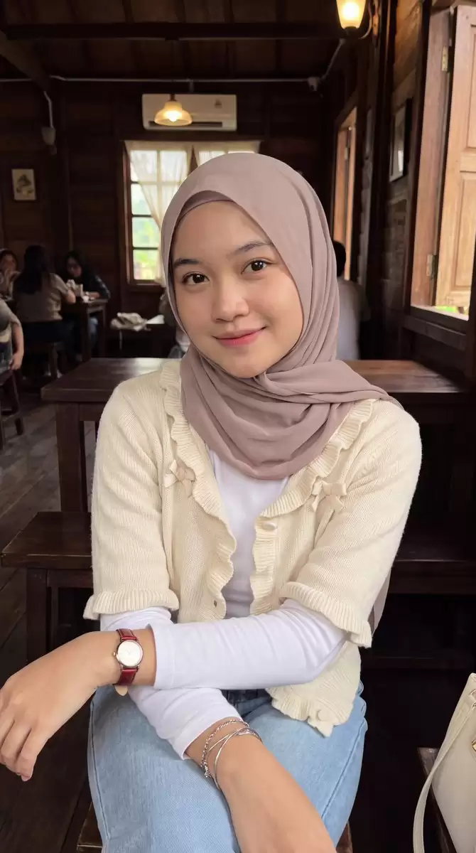 Cozy Cafe Hijab Portrait
