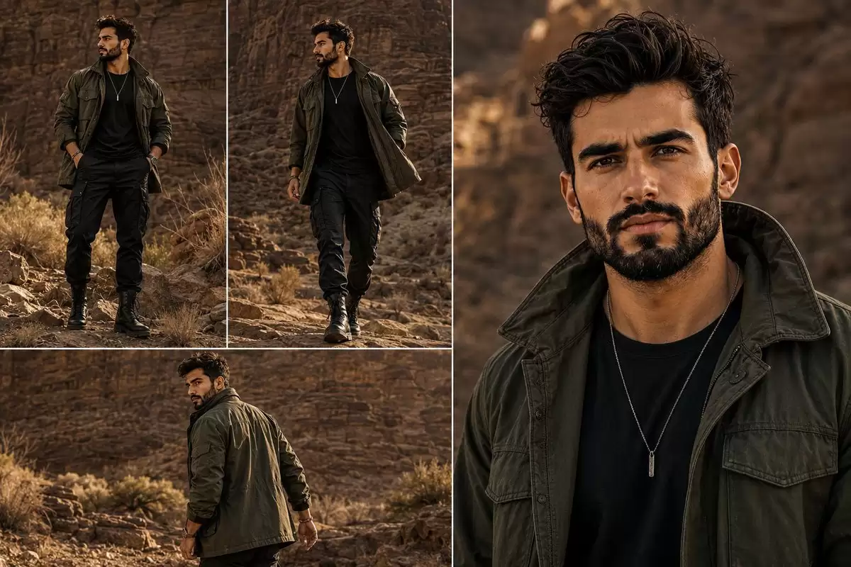 Rugged Desert Fashion Collage