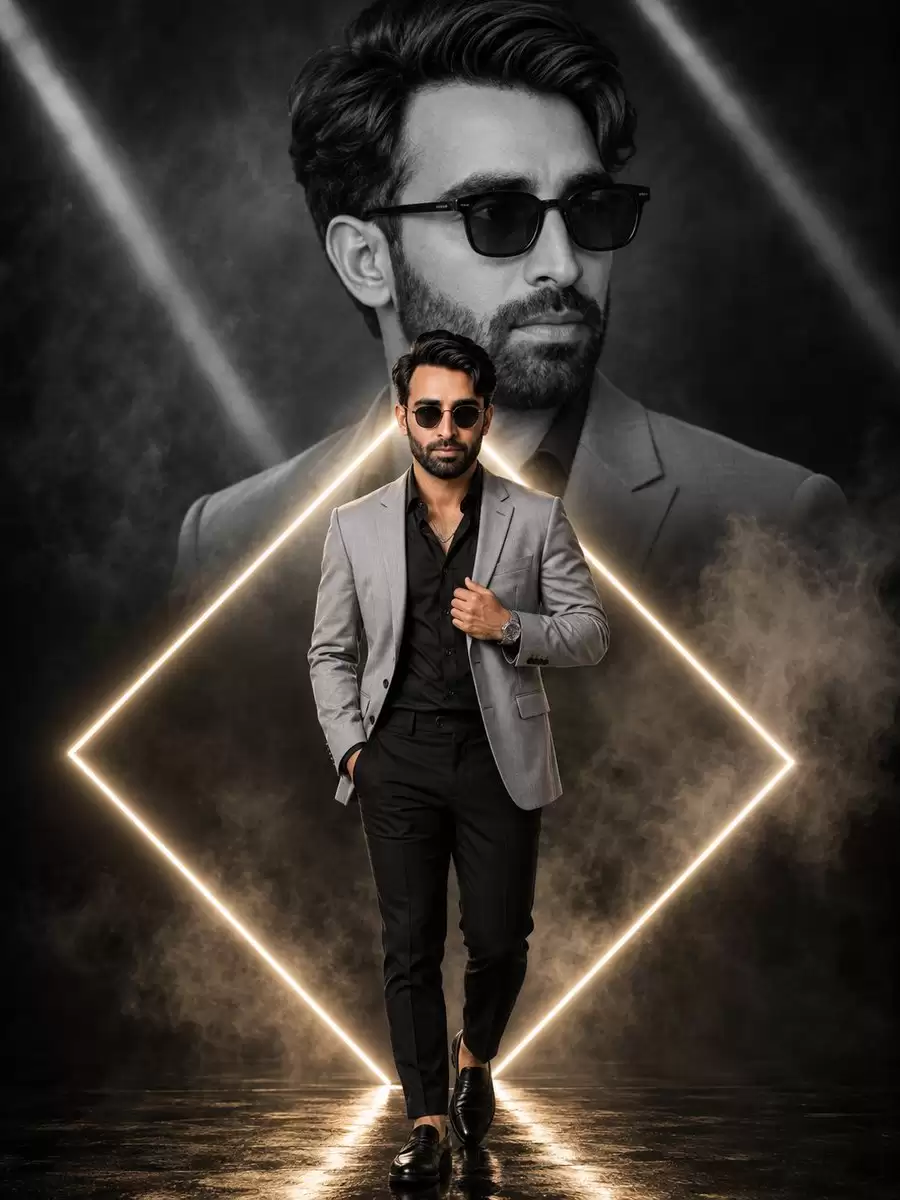 Neon Diamond Double Portrait Composite