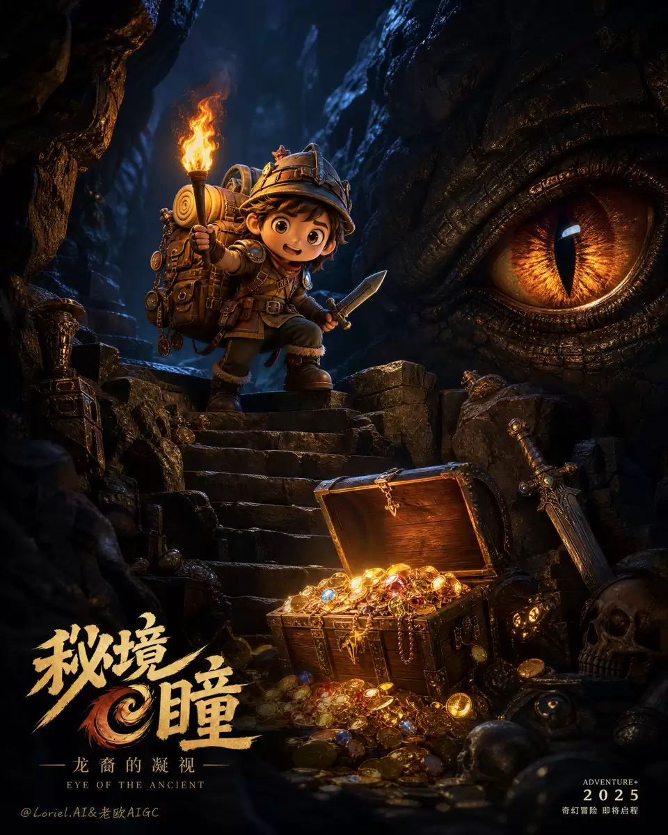 Chibi Explorer Dragon Cave Poster