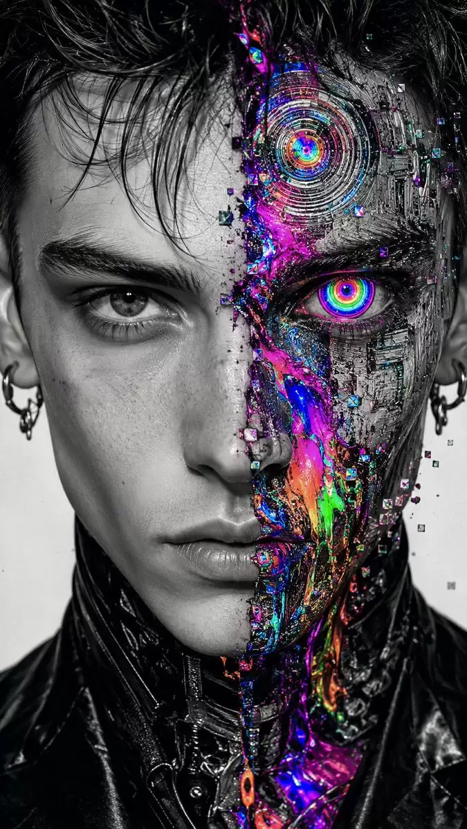 Glitch Aesthetic Surreal Portrait