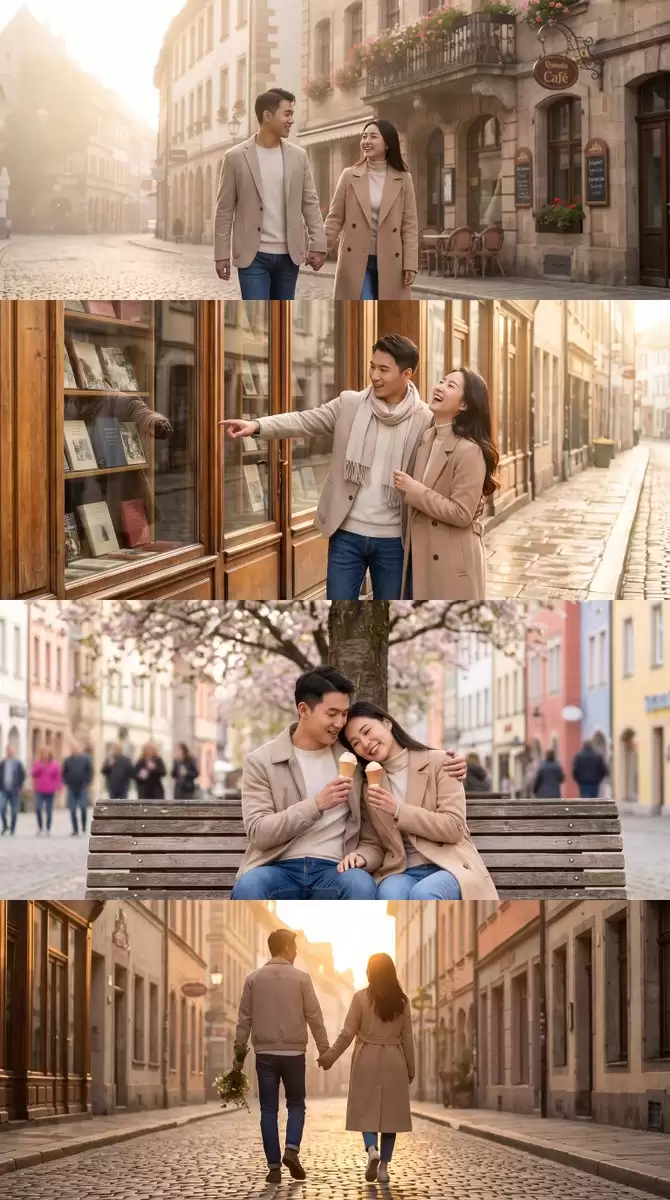 Romantic Chinese Couple in Europe