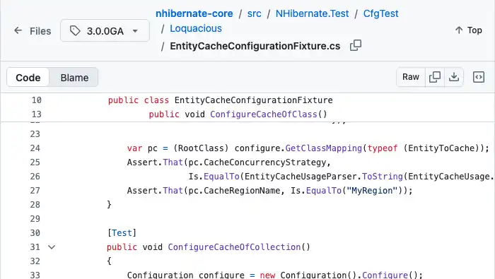 NHibernate 3.0.0GA 官方测试对实体缓存配置的断言