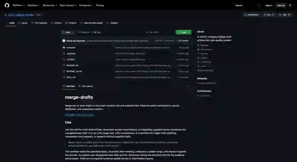 0xcjl/merge-drafts 项目截图 1