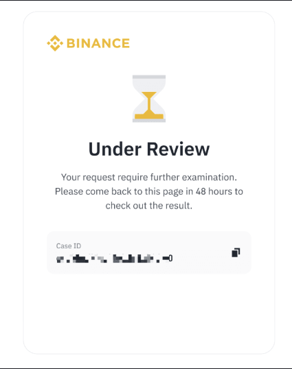 必安账号恢复Under Review审核中页面