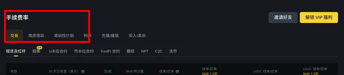 币安登录账户查看现货交易手续费率的方法