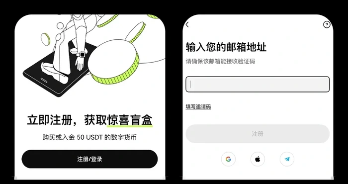 欧易账号入口与邮箱填写画面